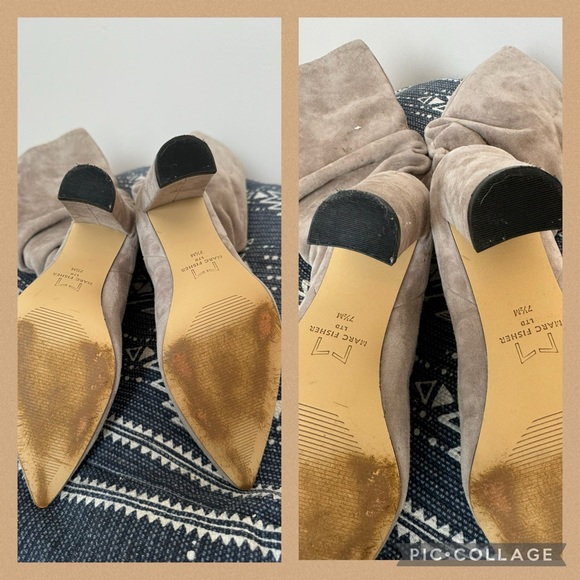 MARC FISHER Gromer Suede Slouched Mid Calf Boots Taupe size 7.5 women’s - Picture 6 of 6